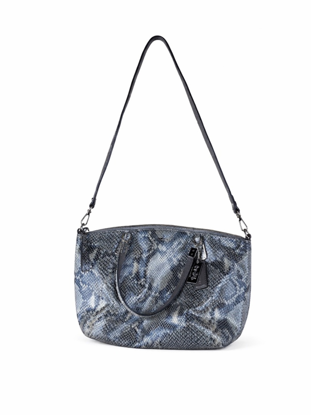 Coach Madison Python Embossed Leather Crossbody Satchel Gray Blue interior